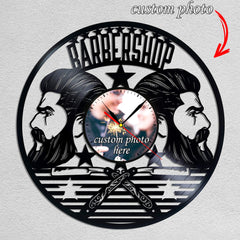 Personalized Barbershop Wall Clock â€?Custom LP Record Design, Silent Quartz Movement