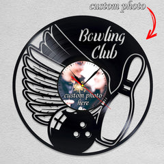 Personalized Bowling Club Wall Clock â€?Custom LP Record Design, Silent Quartz Movement