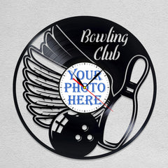 Personalized Bowling Club Wall Clock â€?Custom LP Record Design, Silent Quartz Movement
