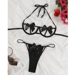 Lingerie Sling Underwire Bow Bikini Hollow Three Point Suit