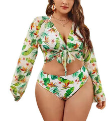 Tie Dye Three Piece complete beachwear for curvy women