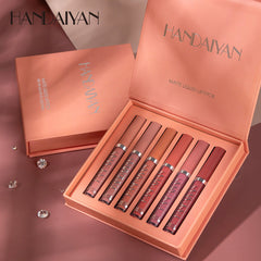 HANDAIYAN 6 Lip Gloss Set Not Easy To Dip Cup Matte Lip Gloss Set