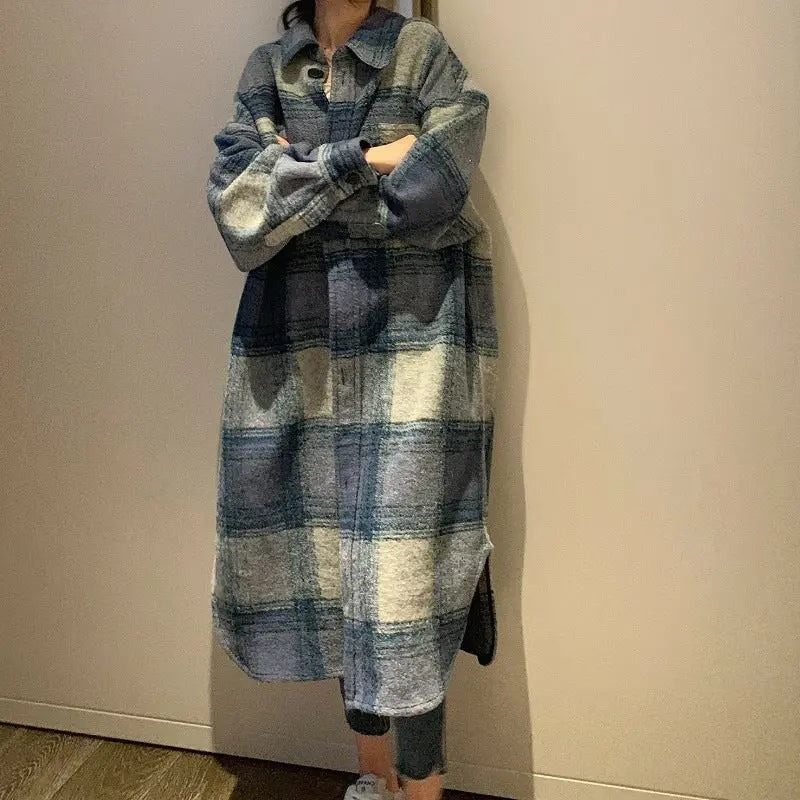 Camicione loose lungo plaid oversized