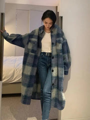 Camicione loose lungo plaid oversized