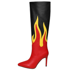 Stivale alto fiamme con tacco spillo donna