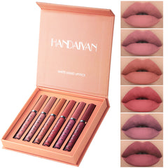 HANDAIYAN 6 Lip Gloss Set Not Easy To Dip Cup Matte Lip Gloss Set