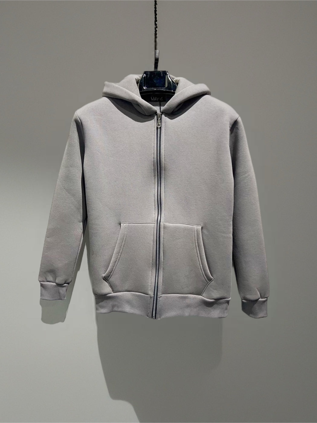 Felpa basic full zip hoodie grigio ferro