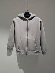 Felpa basic full zip hoodie grigio ferro