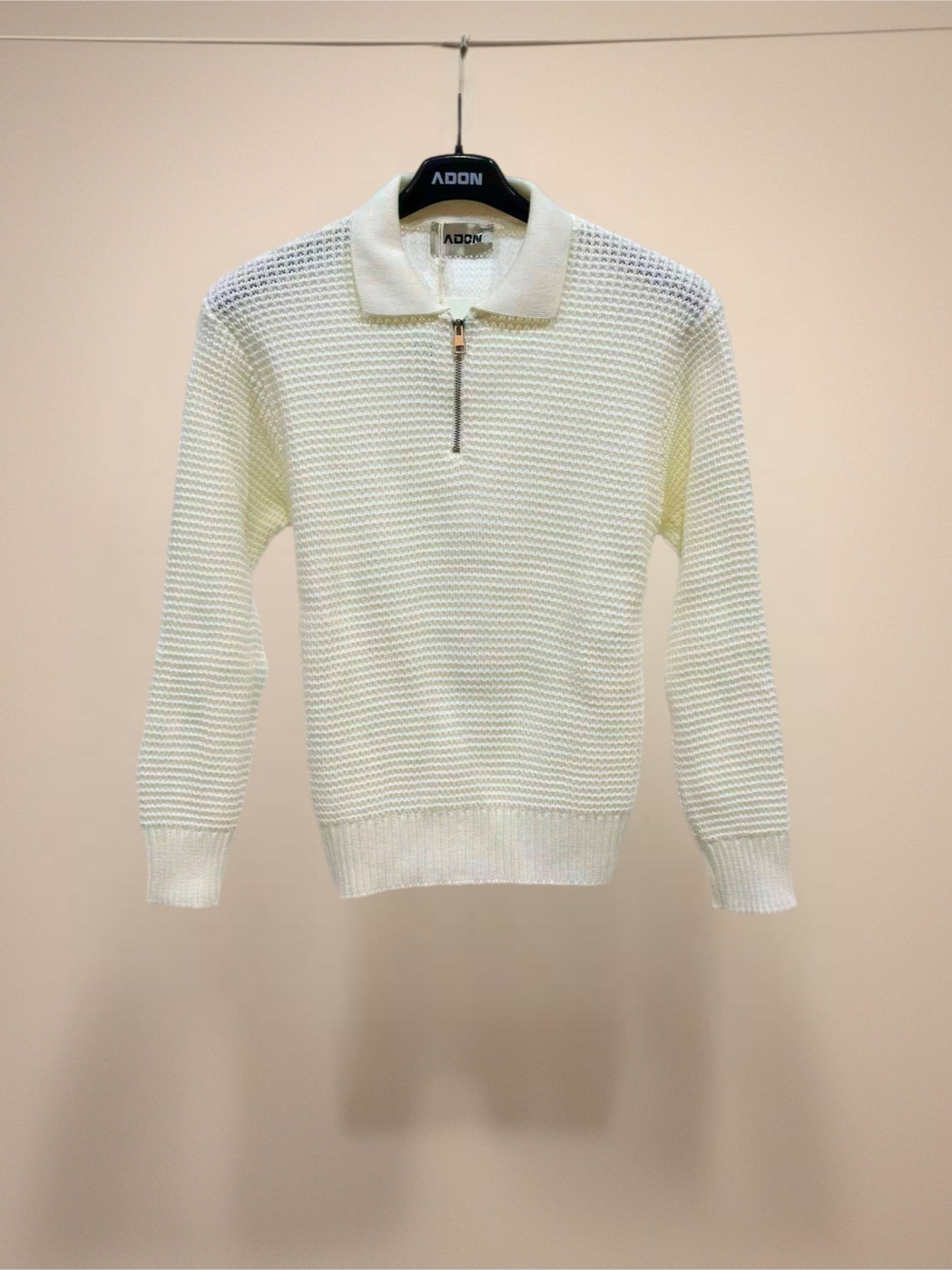 Polo Maglia bambino zip panna