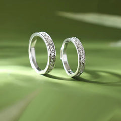 Vintage Floral Promise Rings - White Gold Engravable Set