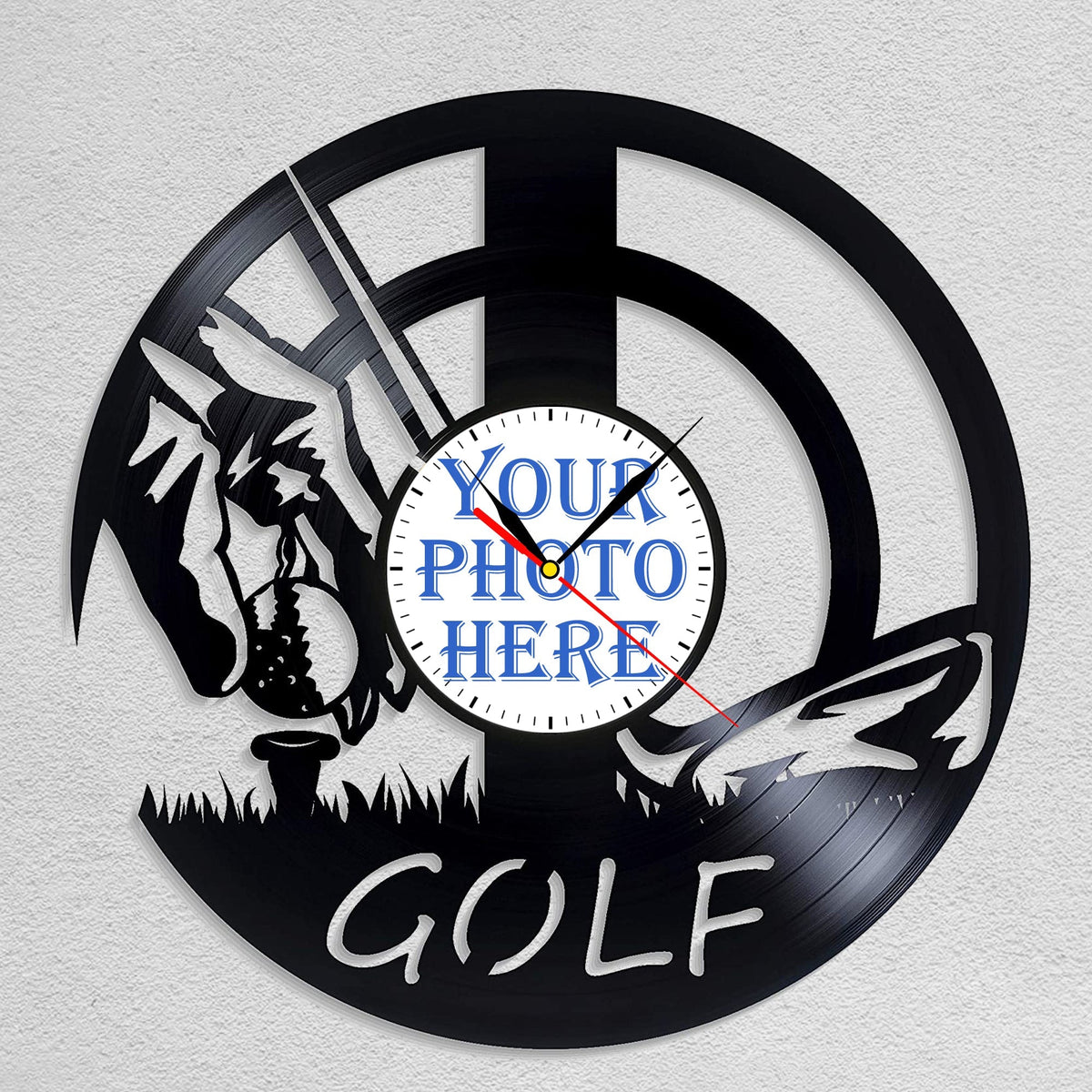 Personalized Golf Wall Clock â€?Custom LP Record Design, Silent Movement