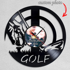 Personalized Golf Wall Clock â€?Custom LP Record Design, Silent Movement
