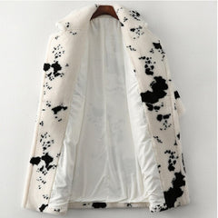 Oversized patterned teddy coat