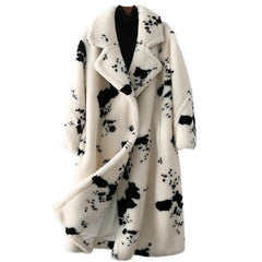 Oversized patterned teddy coat