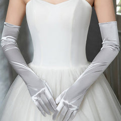 Long Satin Elastic Etiquette Gloves