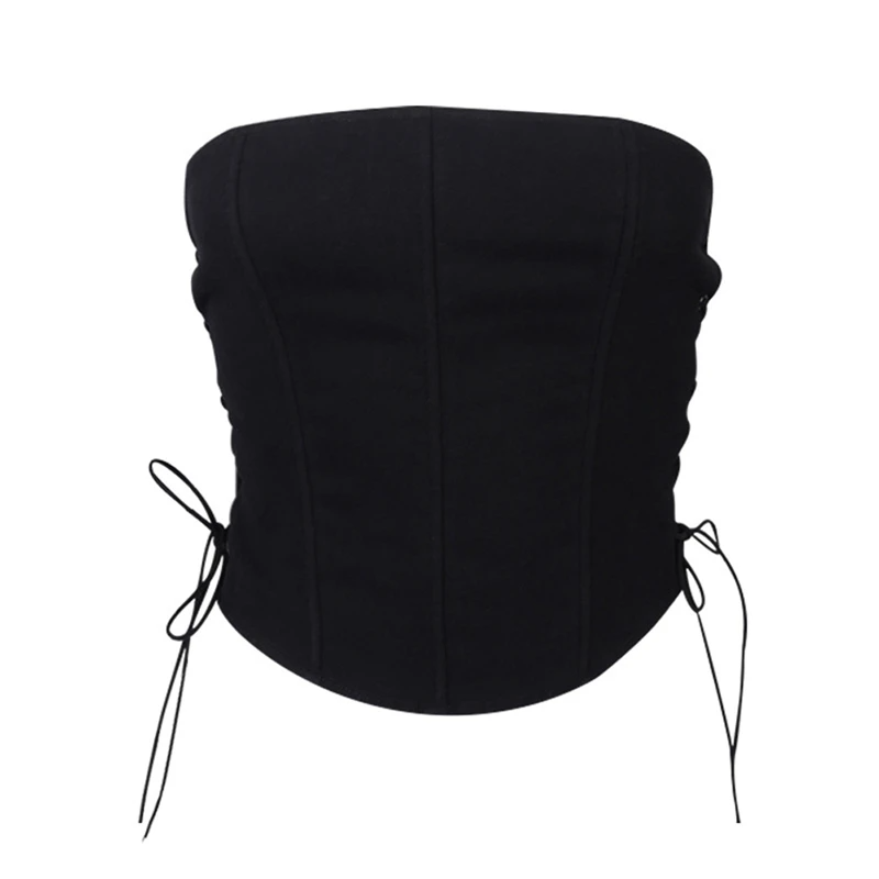 Strapless Black Double Sided Lace UP Corset Top