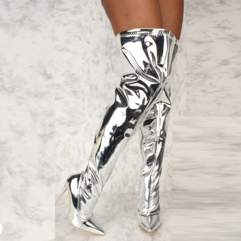 Women's high heel demonia mirror boot