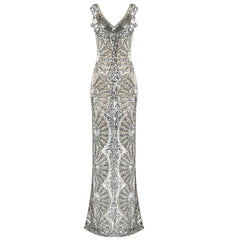 Slip Dress with Silver Sequins, Ruffles
