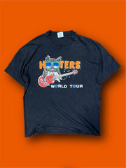T-shirt Hooters World tour vintage tg XL Nero