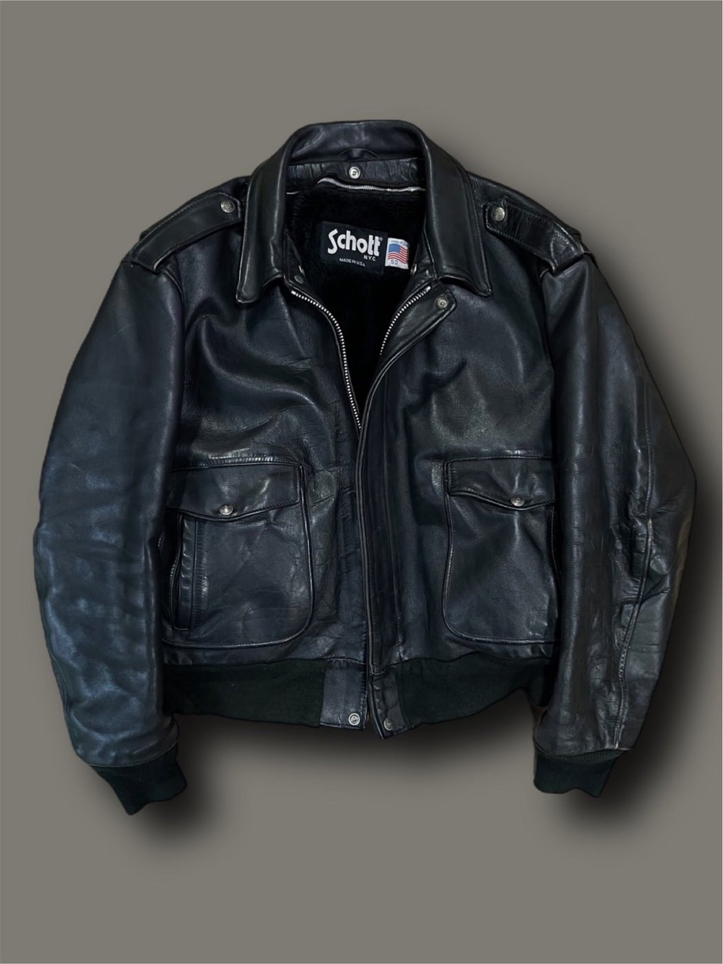 Schott pelle vintage vintage Tg 50
