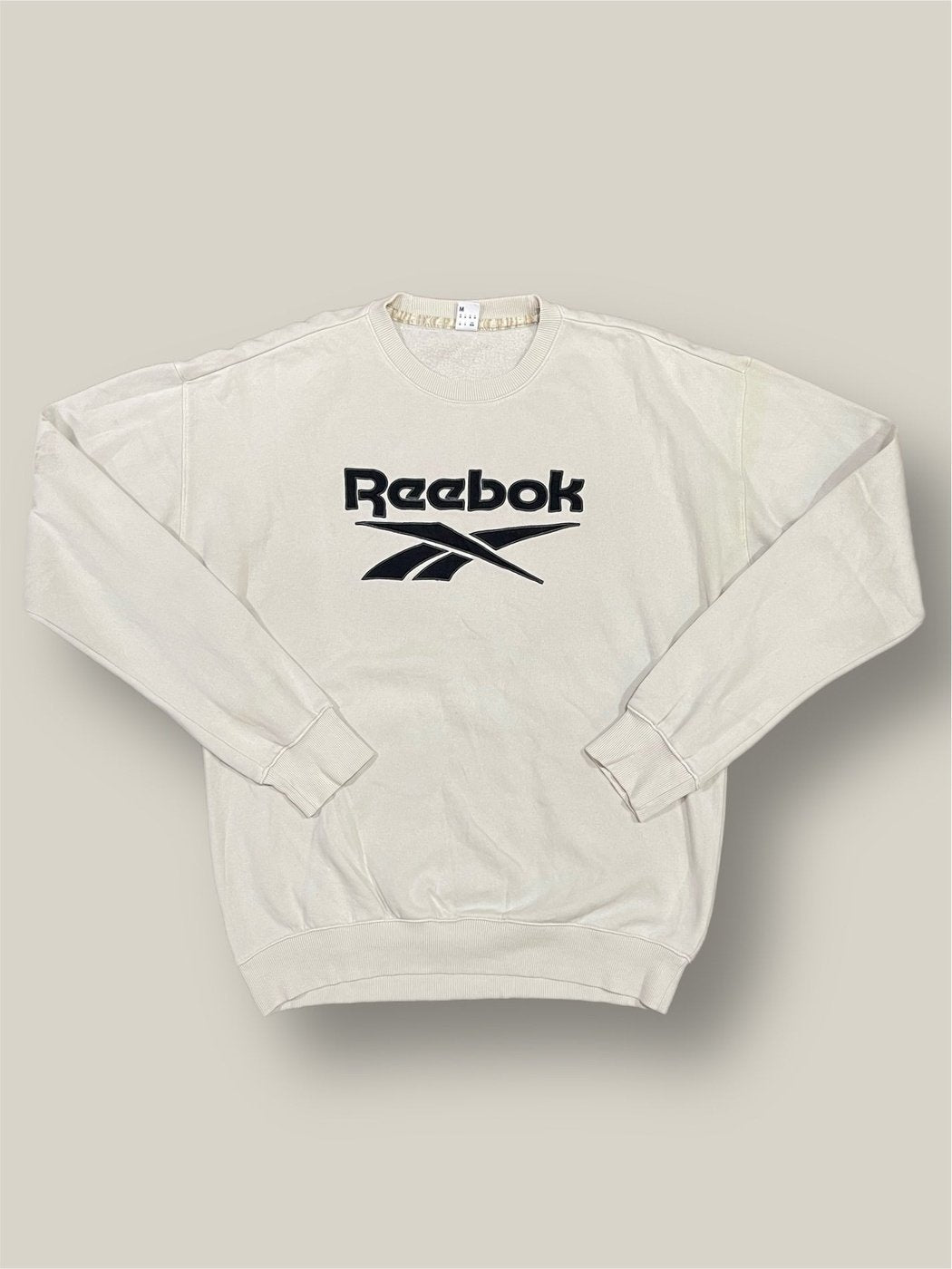 Felpa Reebok ricamo girocollo vintage tg M panna