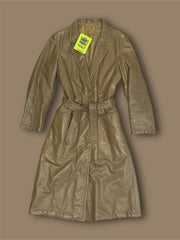 Trench cappotto in pelle vintage oversize tg 44