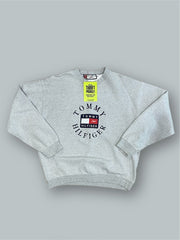 Felpa Tommy Hilfiger ricamo vintage tg XL grigio