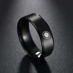 Engraved Sun and Moon Promise Rings Set for 2