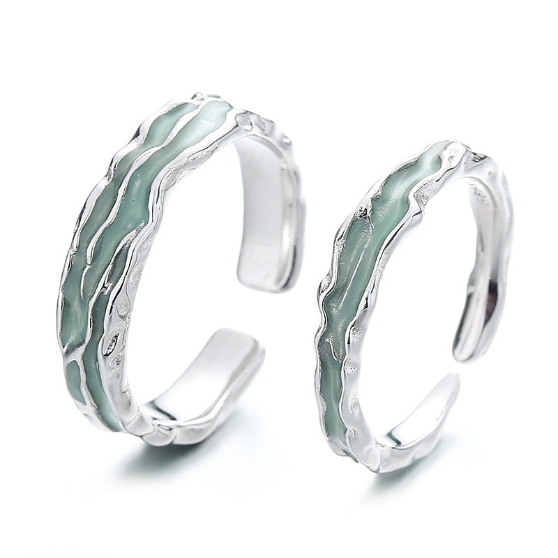 Engravable Ocean Theme Promise Rings for Couples