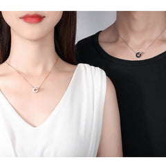 Engraved Matching Rings Couple Necklaces Set