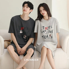 Statement Graphic Cotton Couple Sleepwear