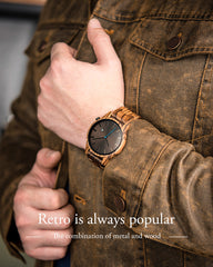 Mens Wooden Watch Gift - Waterproof Eco-Friendly Quartz Watch for Him