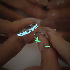 Glow in Dark Wedding Rings Matching Set