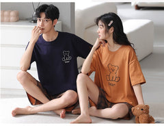 Matching Pajamas Short Sleeves PJs Set for Couples