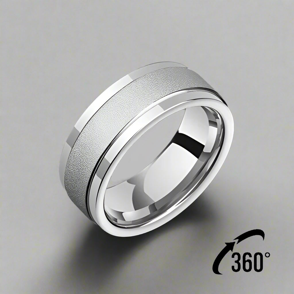 Engraved Mens Fidget Wedding Ring Tungsten