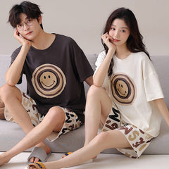 Retro Smiley Face Couple's Pajama Set