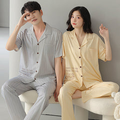 Soft Bear Korean Fashion Couple Pajamas - Cotton Cardigan