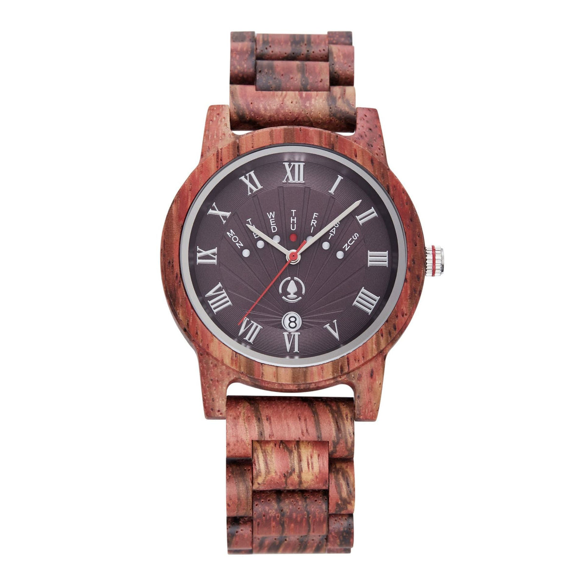 Mens Engraved Wood Watch Elegant Roman Numbers