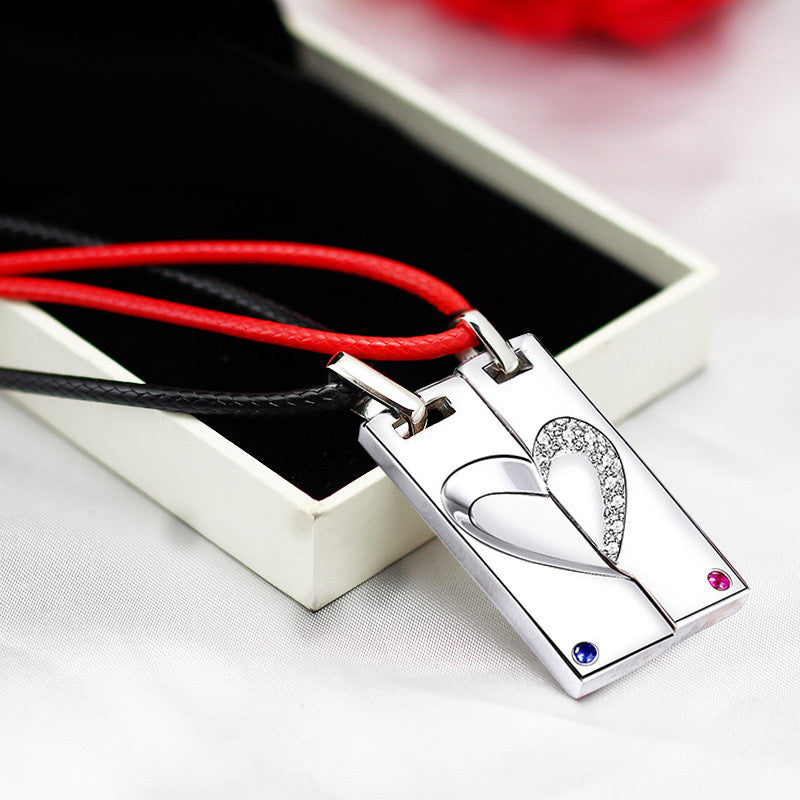 Engraved Half Hearts Relationship Necklaces Set for 2