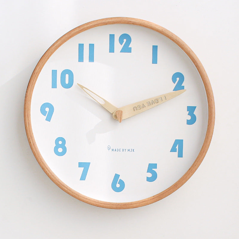 Classroom Silent Wall Clock â€?Solid Wood, 12" (Non-Ticking)