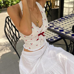 Delphine Cherry Print Corset Top