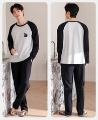 Playful Pet-Lover Couple Pajamas â€?Cotton Dog Print Lounge Set by Gullei