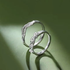 Cherry Blossom Engagement Rings - Sterling Silver Adjustable