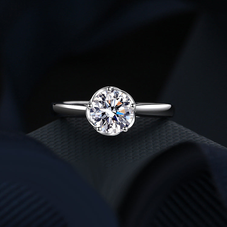 1 Carat Round Cut Moissanite Solitaire Diamond Ring