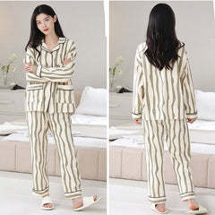 Thick Matching Long Sleeve Couple PJs Set - 100% Cotton Winter Loungewear
