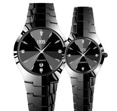 Matching Tungsten Steel Quartz Watch Set for Couples