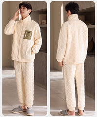 Modern Utility Couple Pajamas â€?Quilted Air Cotton Zip-Up Set by Gullei