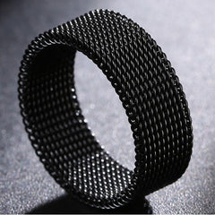 Mens Mesh Wedding Band Stainless Steel 8mm