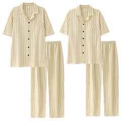 Timeless Pinstripe Cotton Couple Pajamas
