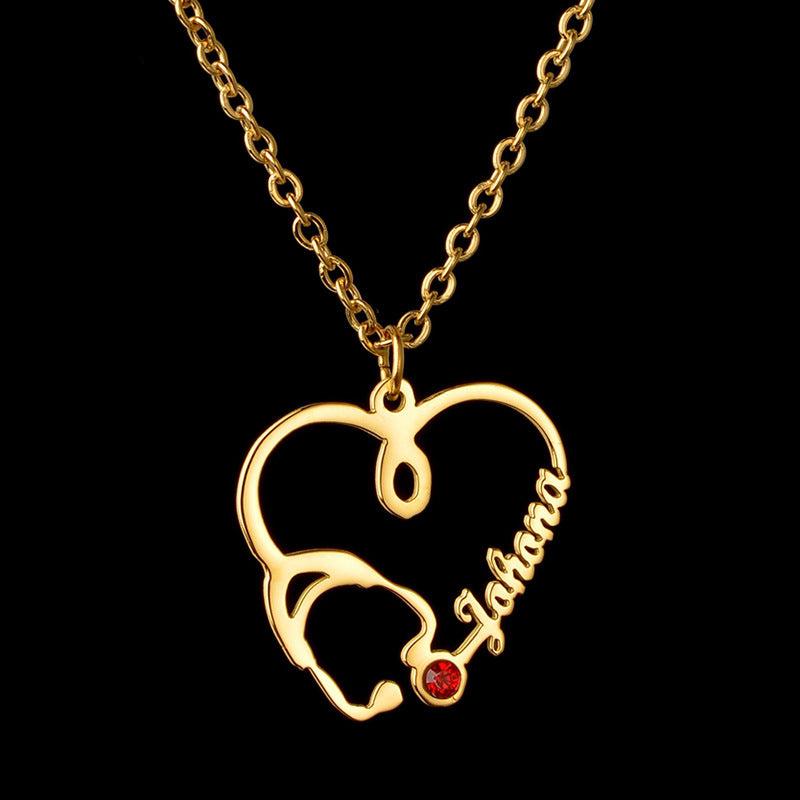 Personal Birthstone Doctor Name Necklace